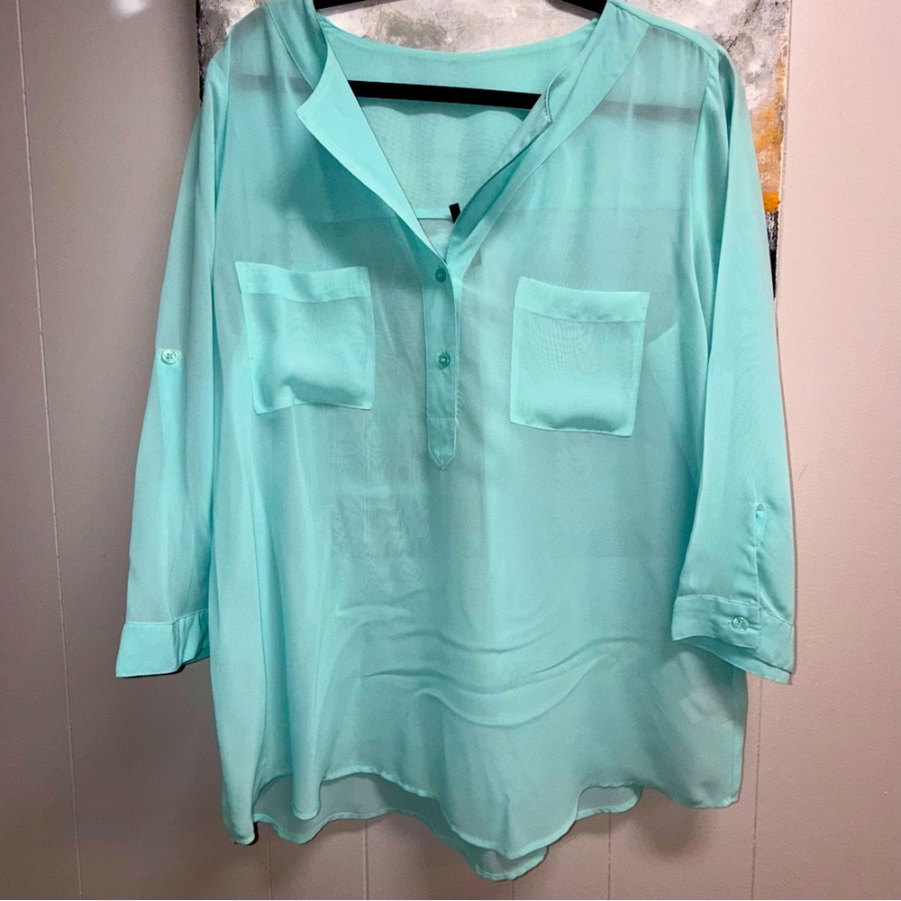 Maurice’s Aqua Sheer Blouse